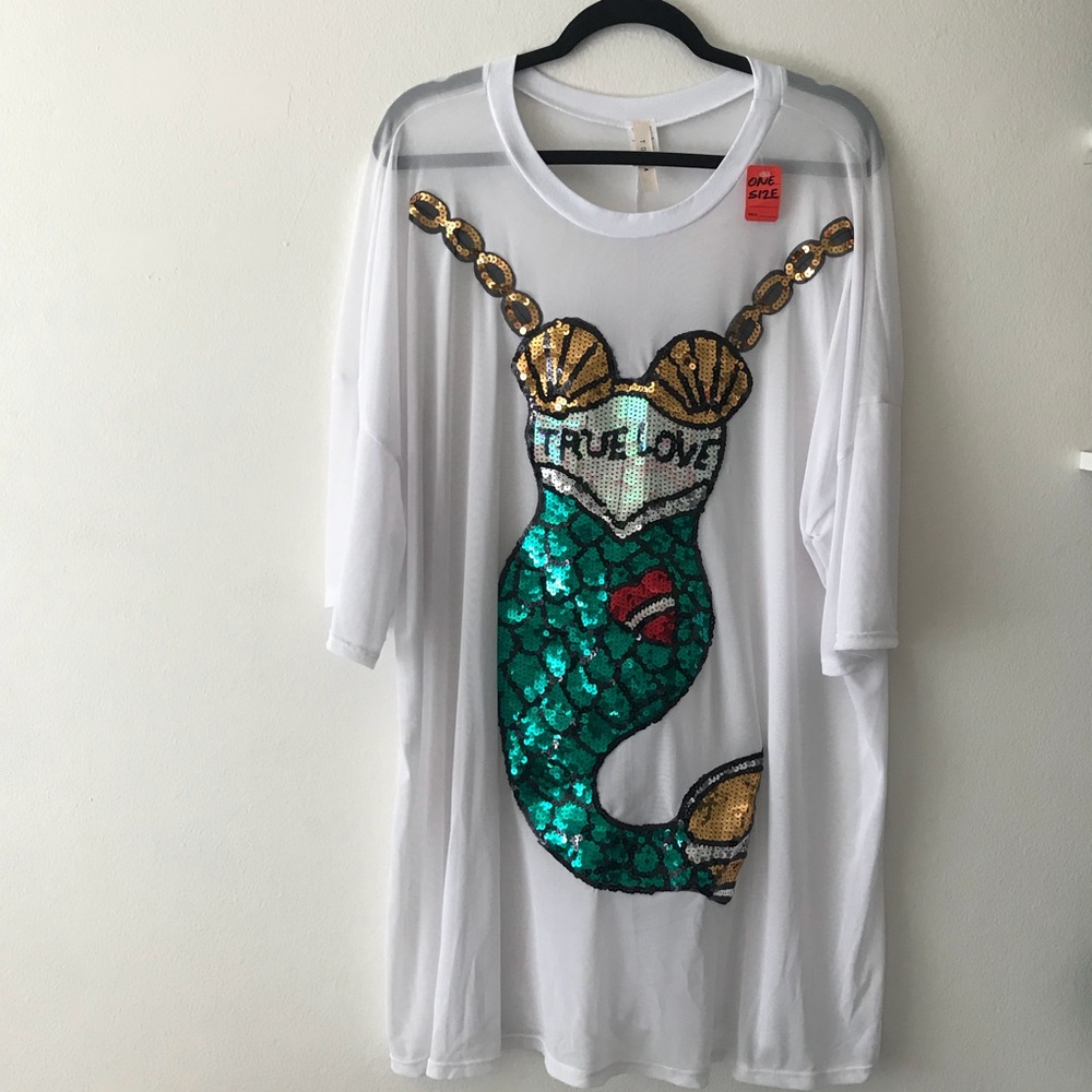Sequin Mermaid Mesh Shirt